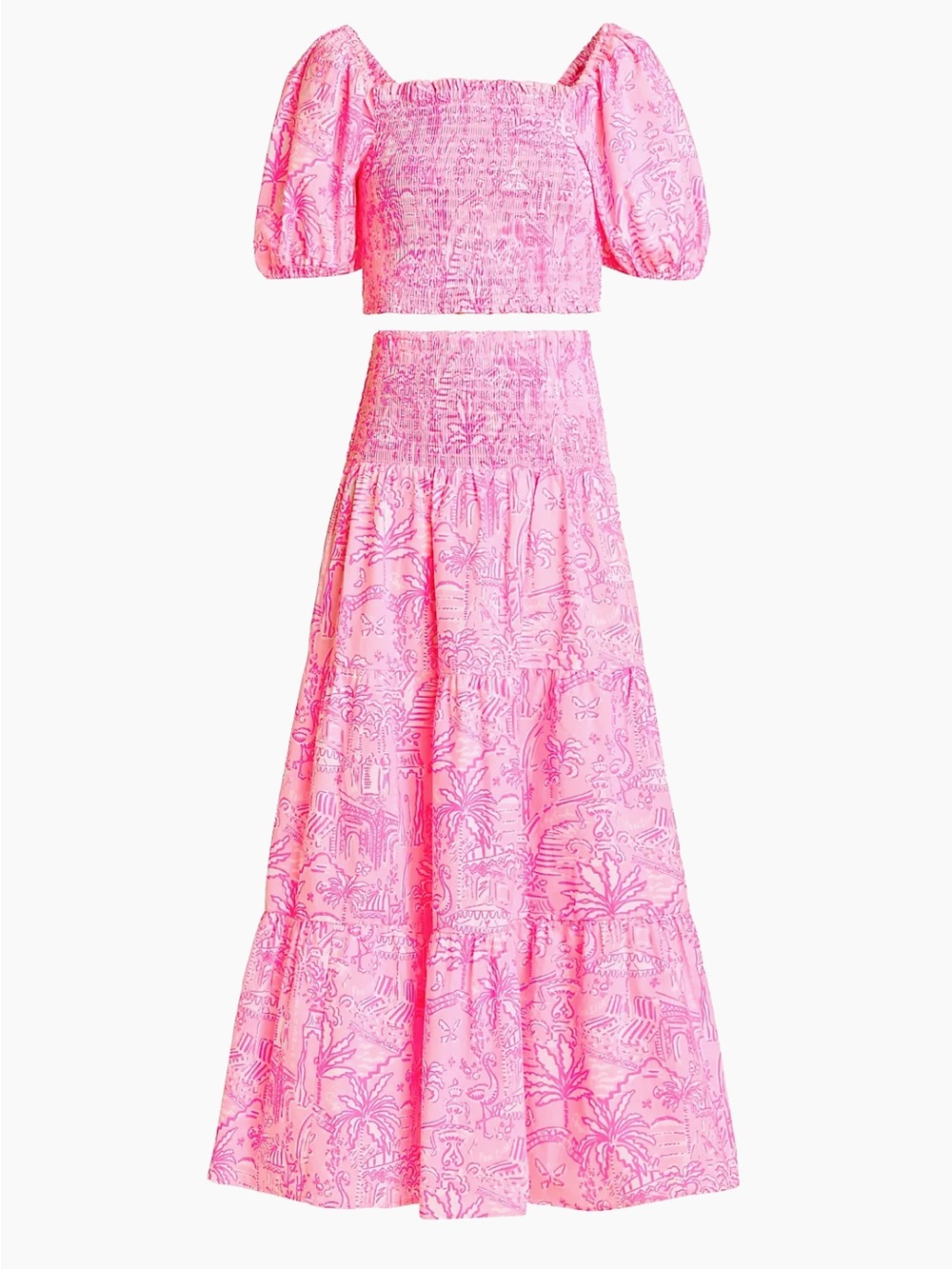 Lilly Pulitzer Pink Smocked Midi Skirt